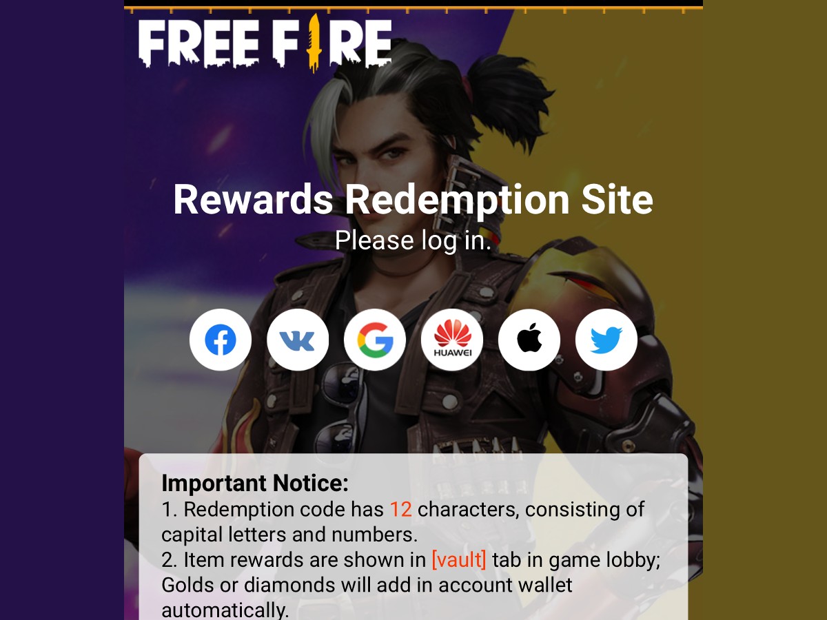 free fire redeem code 