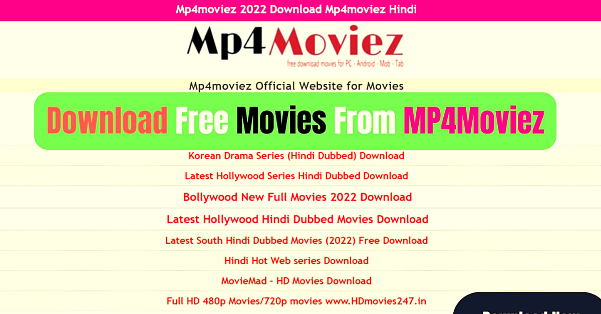 Mp4moviez Bollywood and Hollywood Dubbed Movies Download in HD quality