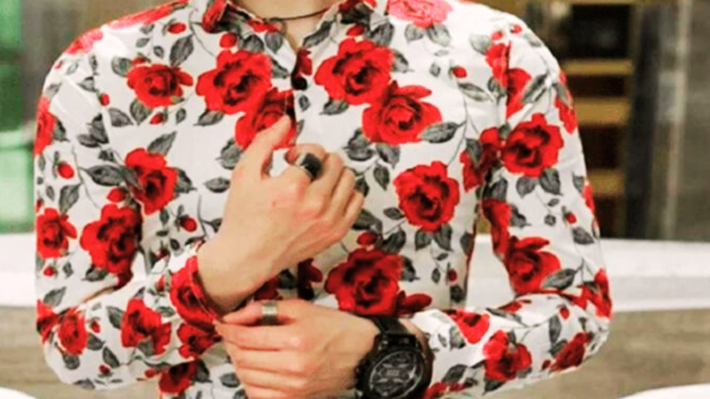 299 RS only flower style casual men shirt long sleeve
