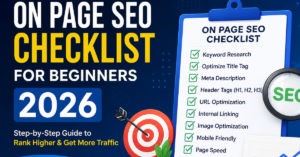 on page seo checklist example showing content optimization and ranking factors