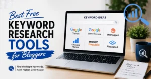 Dashboard view of popular free keyword research tools used by bloggers for SEO and content planning