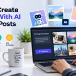 Content marketer creating AI images for blog posts